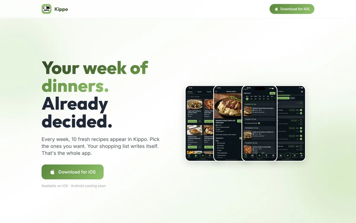 La web appkippo.com en un ordenador.